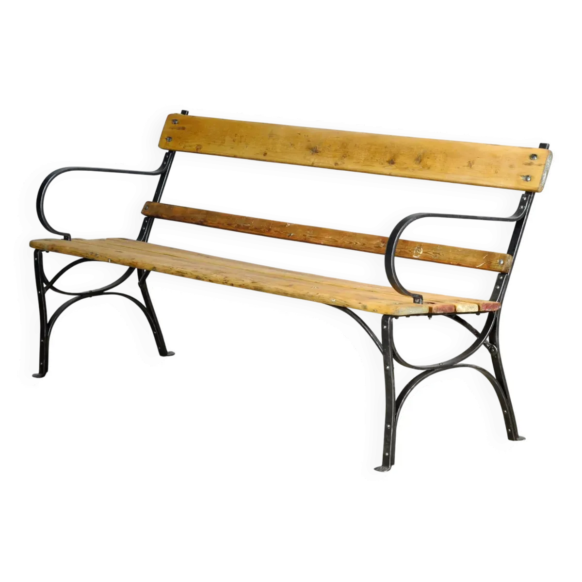 Banc de parc en fer riveté, années 1920