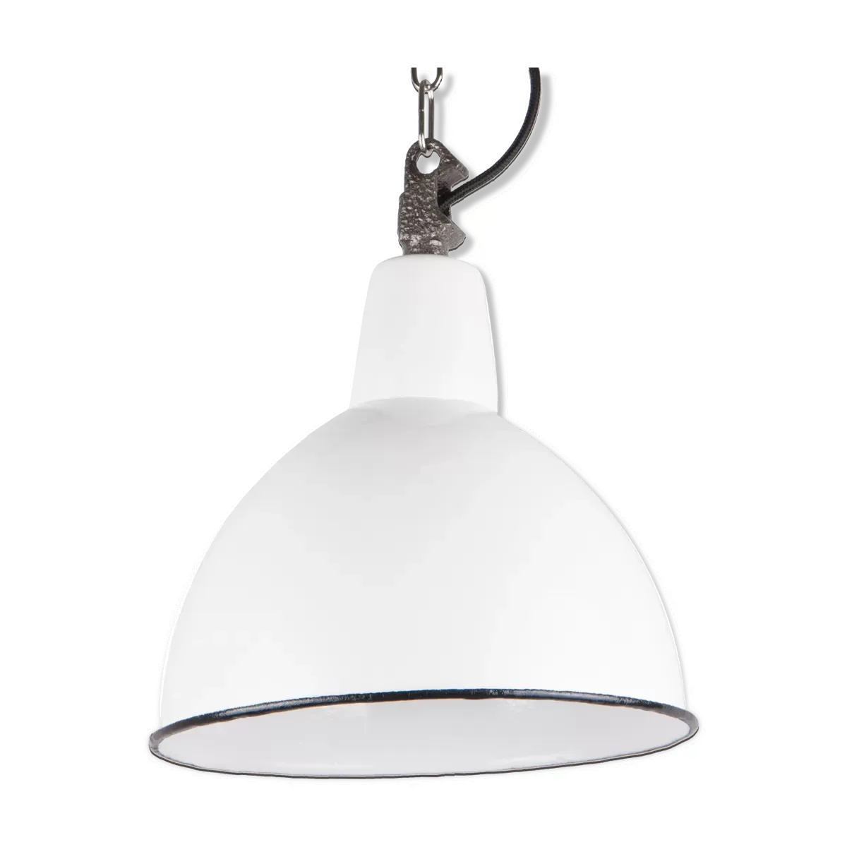 Suspension industrielle en émail de Pologne, couleur blanche, 1960