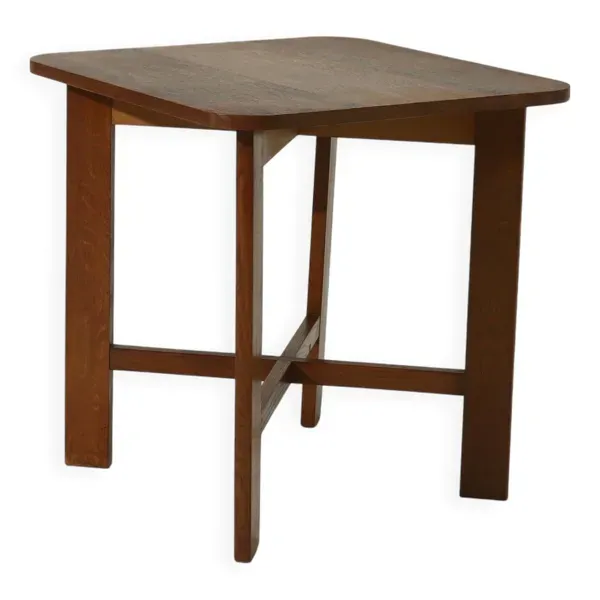 Table d'appoint moderniste en chêne de l'école d'Amsterdam, années 1920