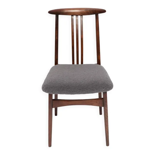 Chaise en hêtre bouclé graphite gris milieu du siècle par M. Zielinski, Europe, 1960