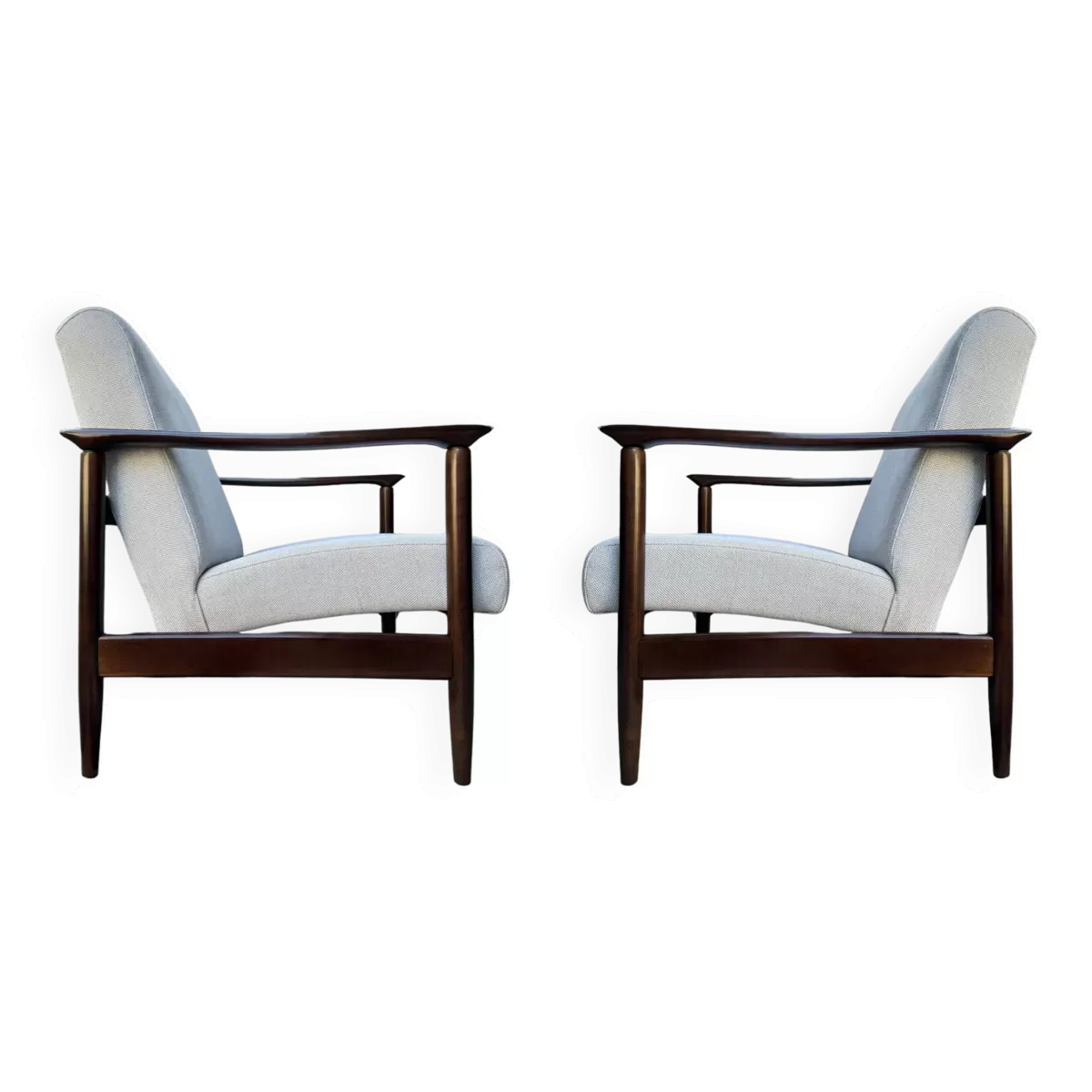 Fauteuils Mid Century en Lin Beige, par Edmund Homa, 1960s, Set de deux