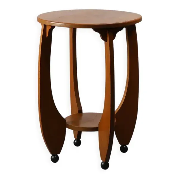 Table d'appoint ronde en chêne de l'École d'Amsterdam, Pays-Bas, vers 1920