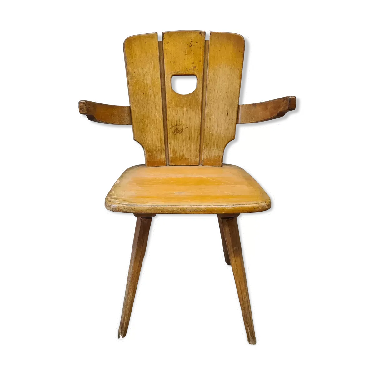 Chaise bois brutaliste 1960