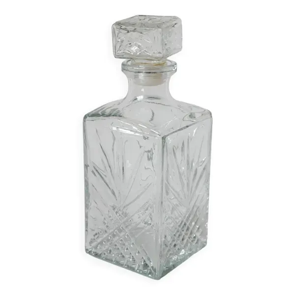 Carafe à whisky en verre ciselé 1970