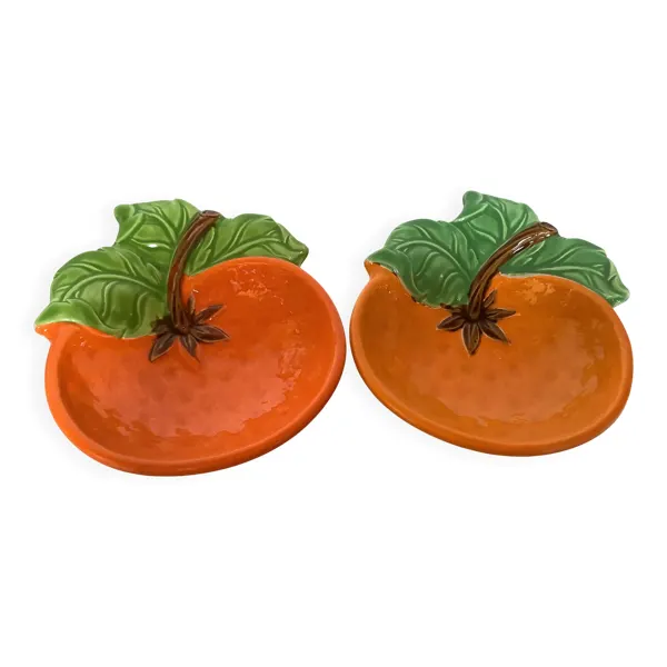 Paire de coupelles vide poche barbotine orange Japan