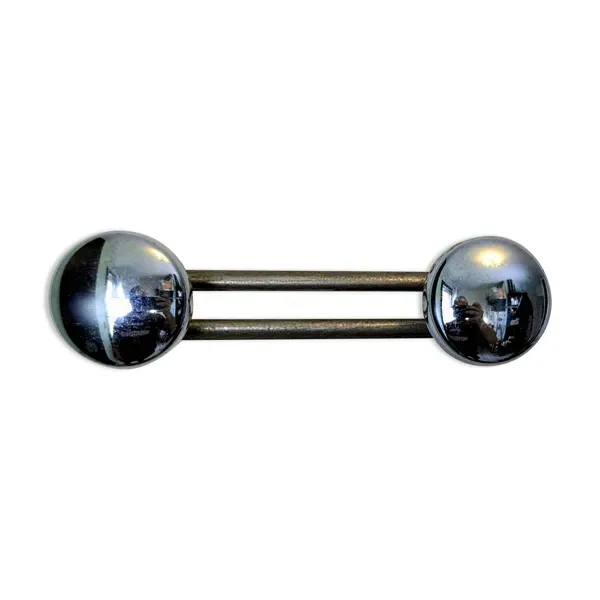 Patère murale double en métal chromé, design vintage