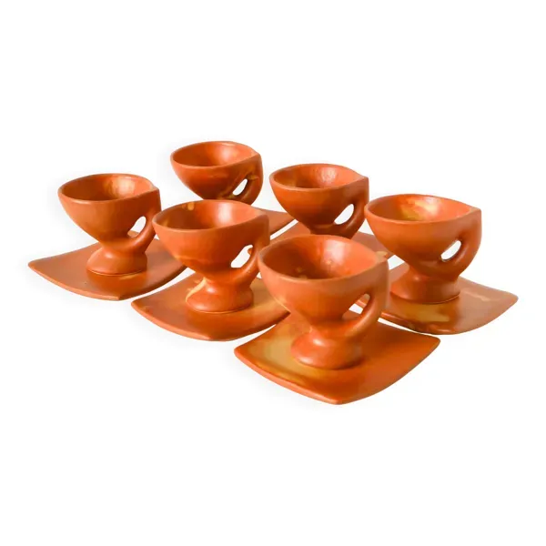 service à café en grès, Forme Libre, Vallauris, 1970