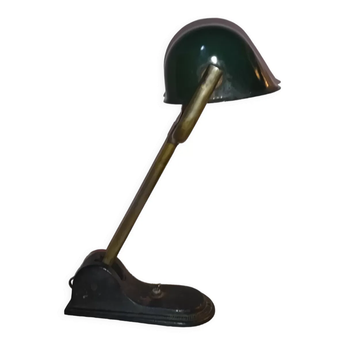 Lampe de banquier ancienne fonte email