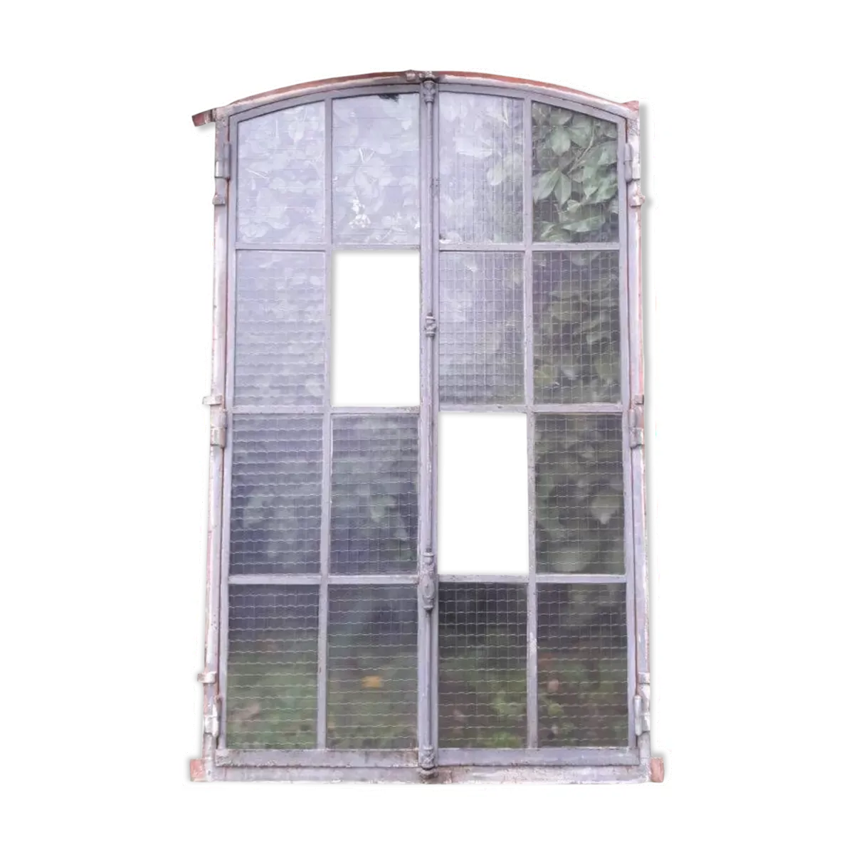 Fenêtre L107xH174 industrielle cintrée métal verrière cadre verres armés