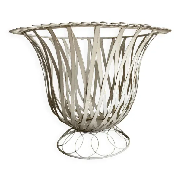 Cache pot Médicis néo classique XXL en tôle ivoire XXL