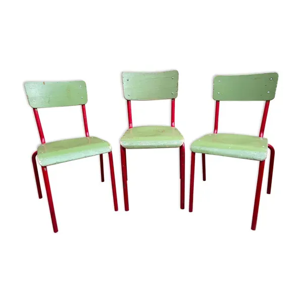 Lot de 3 chaises d’école vintage