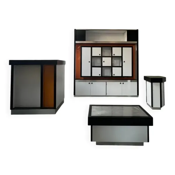 Ensemble meubles de salon atypique des  Années 80