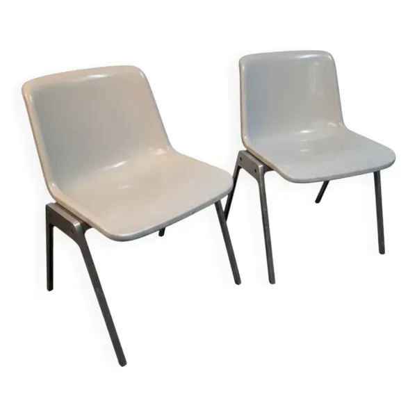 Paire de chaises vintage Wilkhahn Coque fibre de verre Aluminium 1970