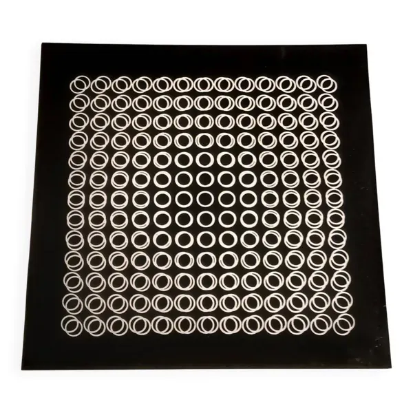 Sérigraphie Vasarely - ''Cinétique Profonde'' - Illusion 3D & Noir et Bl