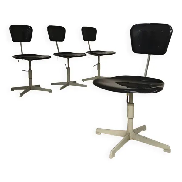 Chaise réglable industrielle réglable métal Tchécoslovaquie 1960