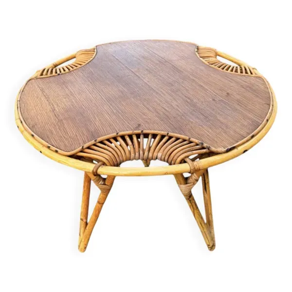 Table basse tripode en rotin Janine Abraham