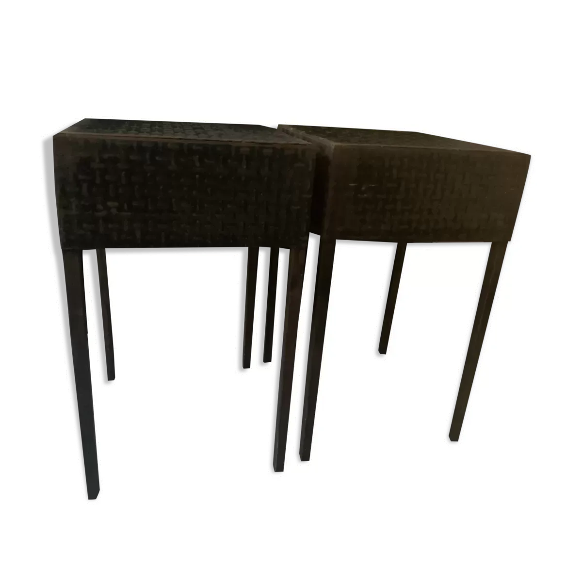 Paire de tables d'appoint métal vintage