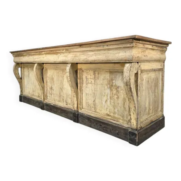 Joli comptoir de magasin à volutes début 19ème