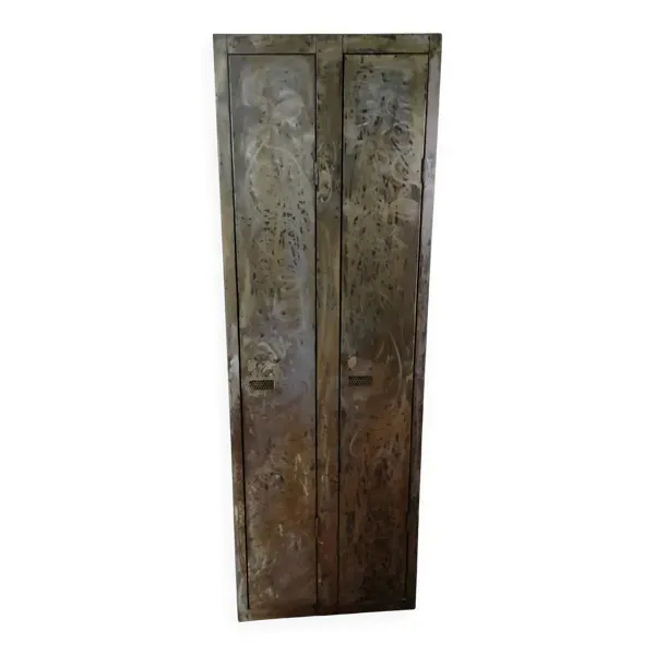 Vestiaire métallique industriel vintage – 2 portes – 180x60x50 cm
