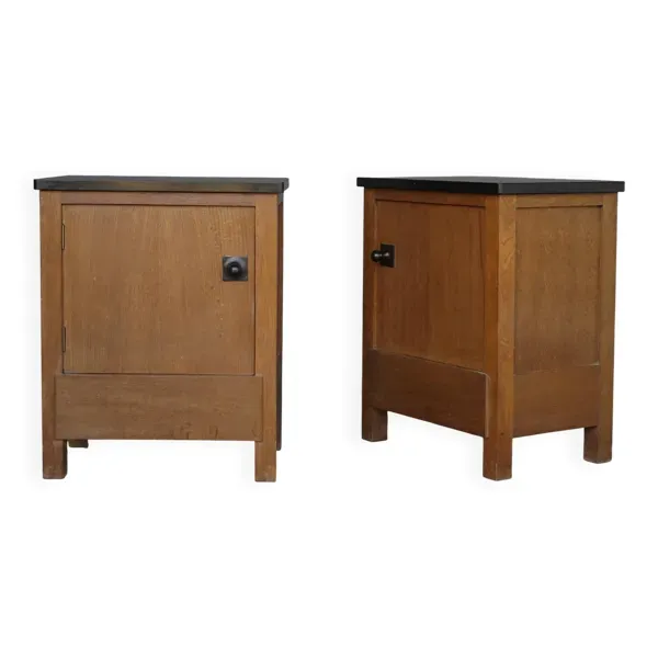 Cabinets de chevet en chêne Art Déco par Henk Wouda pour Pander & Zn., années 1920