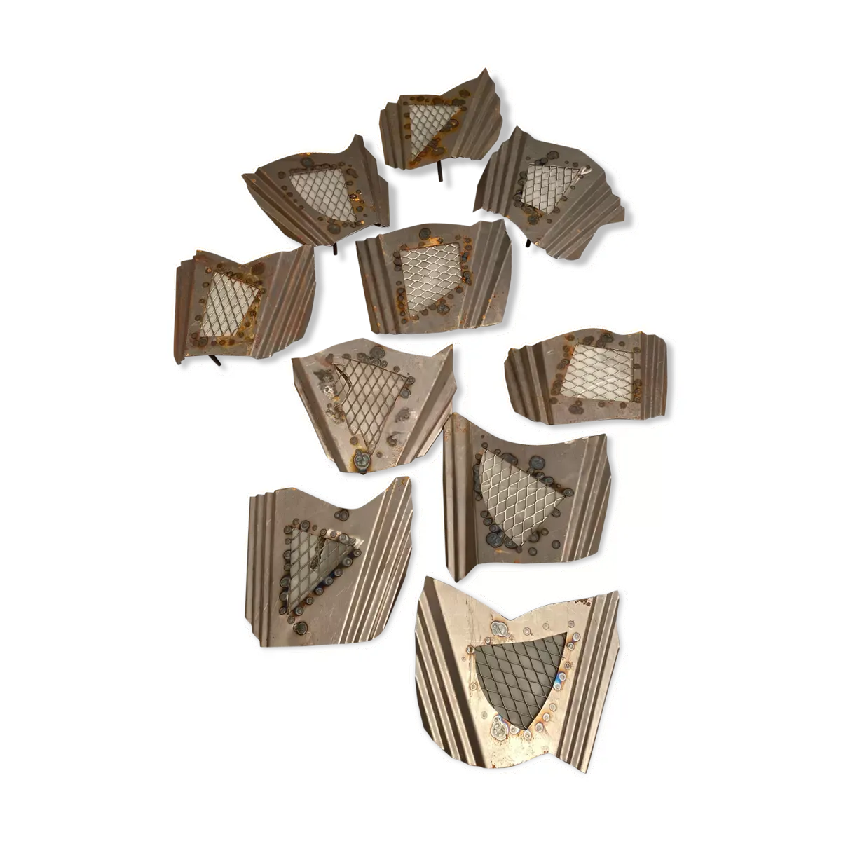 Lot de dix appliques murales design industriel acier