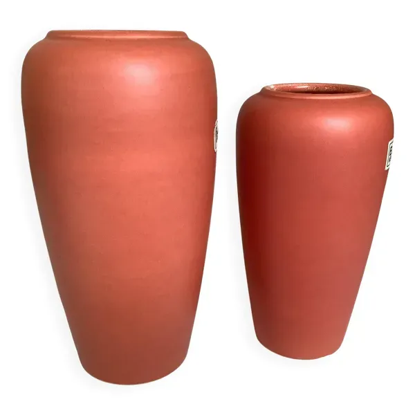 Paire de vases corail Bay Germany asymétriques