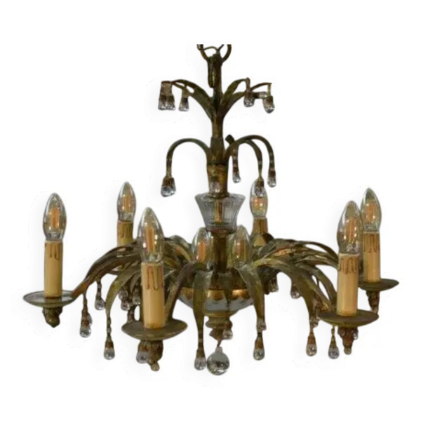 Suspension en tôle et pampilles attribué à la Maison Jansen 1970’s