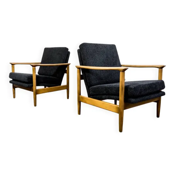 Fauteuils vintage Gfm 142 par Edmund Homa, Gfm, Pologne, années 1960, ensemble de 2.