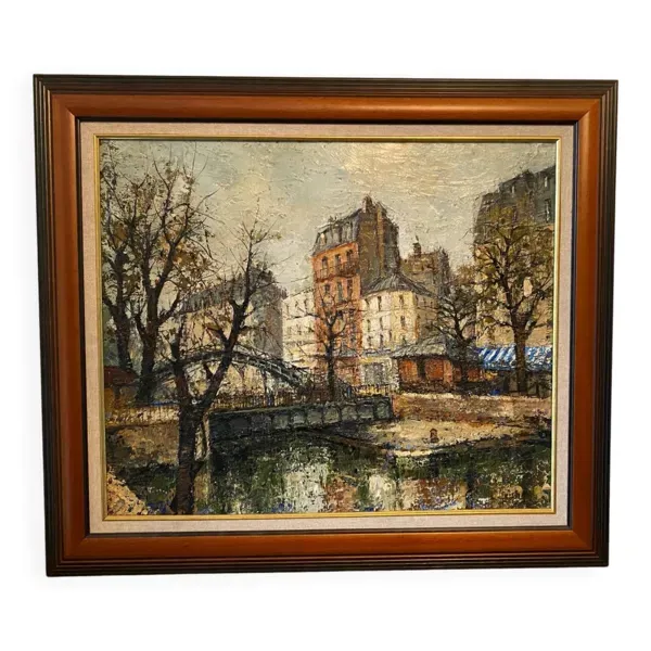 Canal saint Martin à Paris signé Guerber