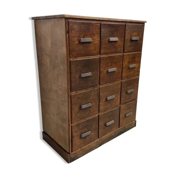 Meuble de métier ancien à 12 tiroirs, circa 1900