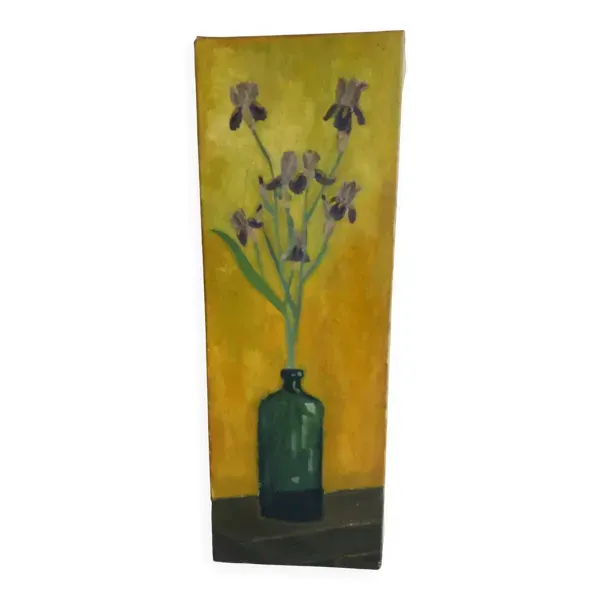 Nature morte aux iris huile sur toile milieu xxe siecle