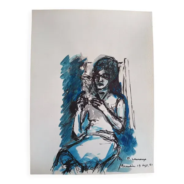Gouache sur papier, signée Pierre Lacroux (1909- 1993) datée 81