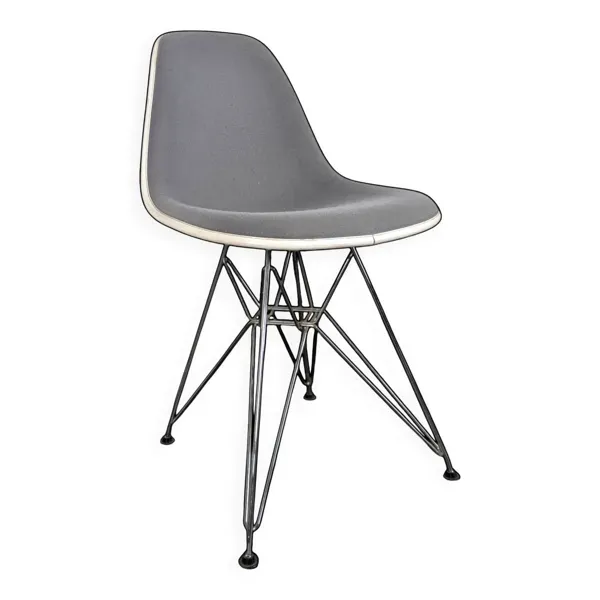 Chaise Vitra Eames DSR rembourrée grise