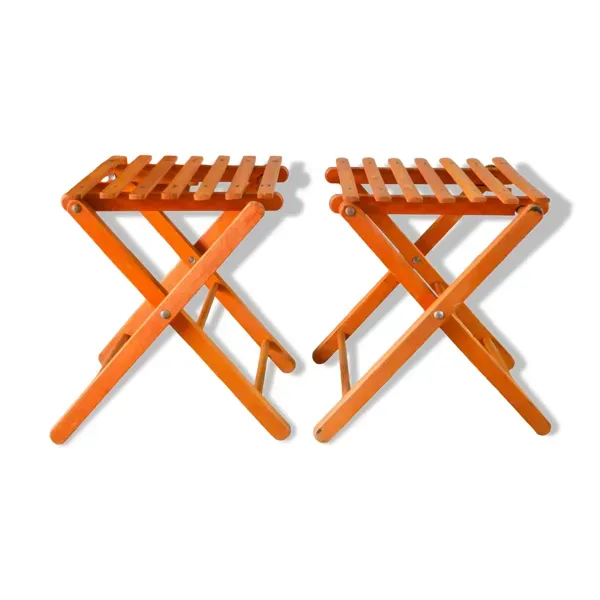 Paire de tabourets pliants anciens