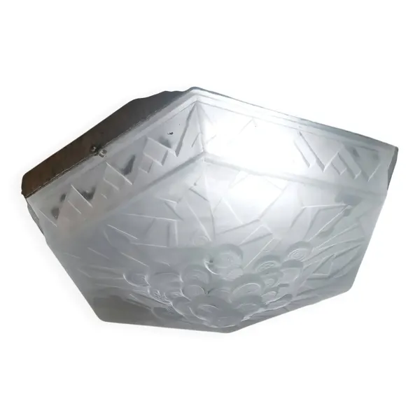 Plafonnier en verre moulé pressé Art déco - Muller Frères