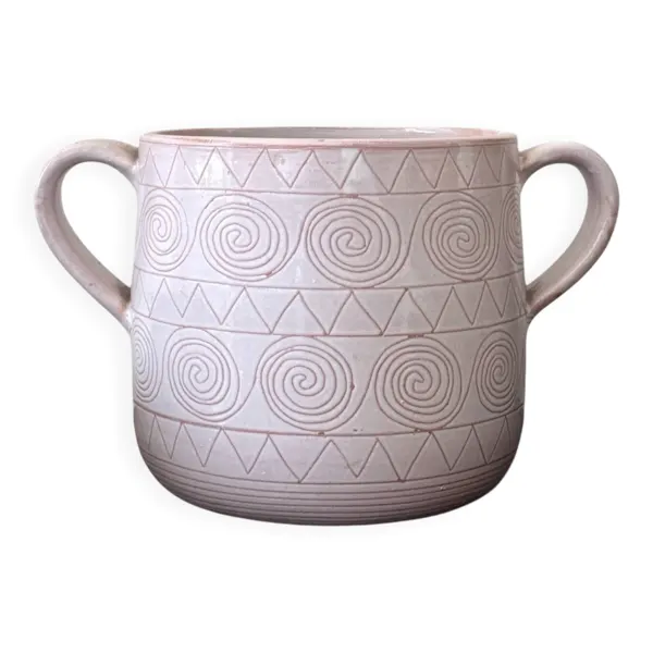 Grand vase/ cache pot en céramique émaillée Robert Picault, Vallauris 1950