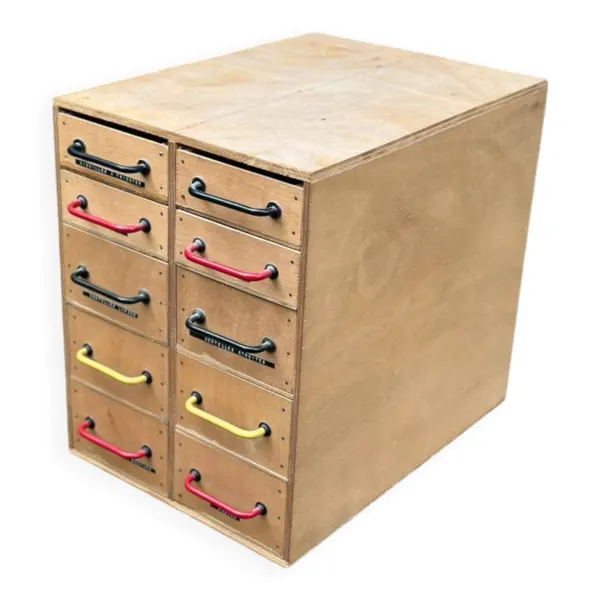 Commode, meuble de métier 10 tiroirs, en bois