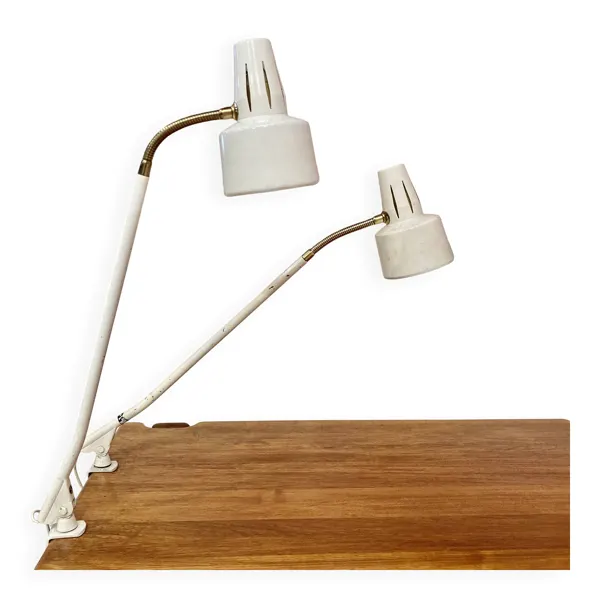 PAIRE DE GRANDES LAMPES MODULABLES ''DESIGN INDUSTRIEL 1950''.