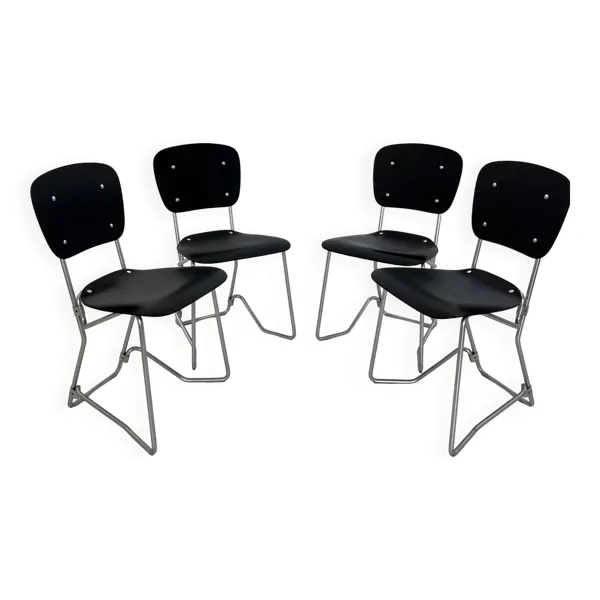 Chaises de salle à manger Alu-Flex par Armin Wirth, années 1960, ensemble de 4
