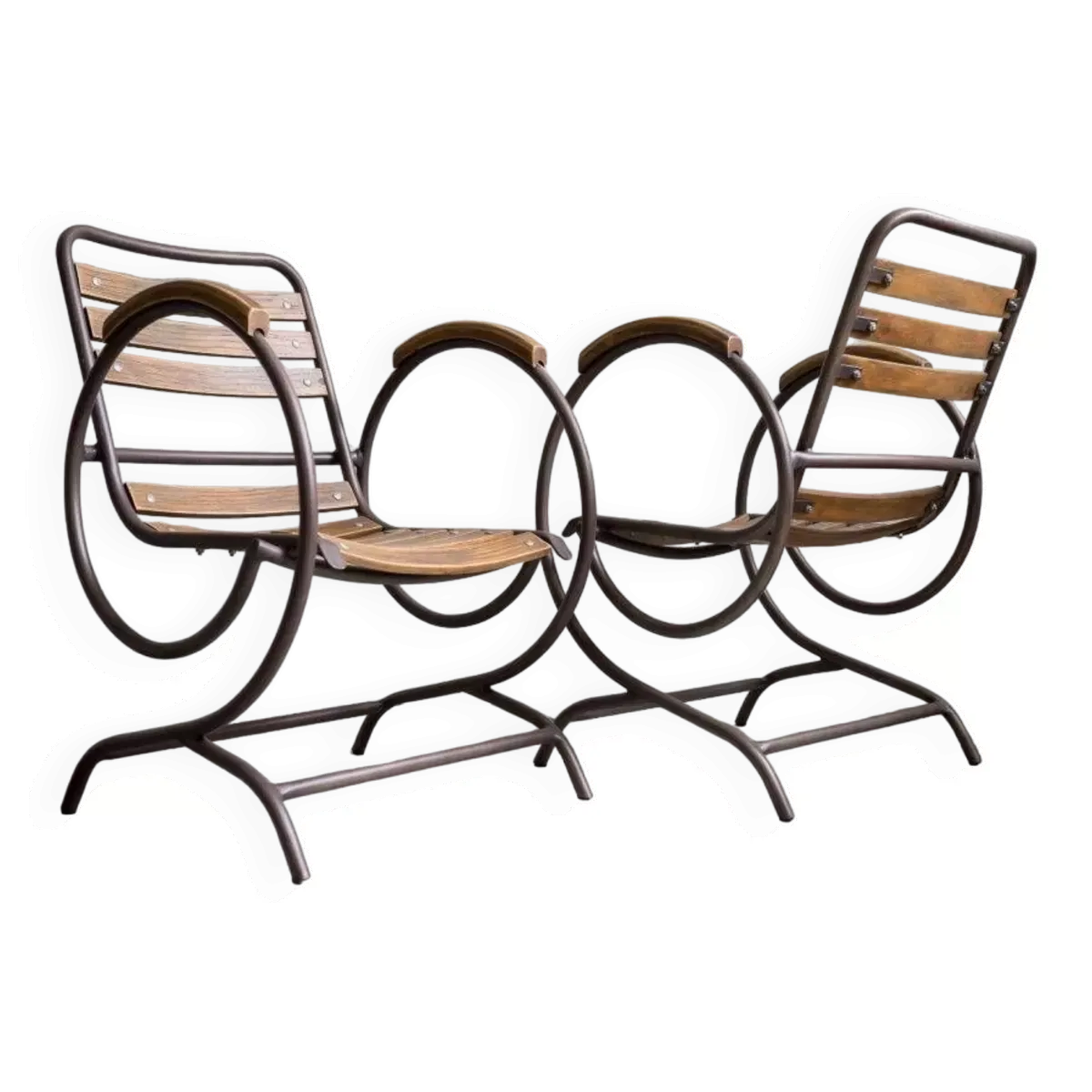 Fauteuils industriels en metal et bois style années 50