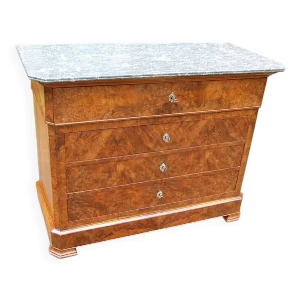 Commode secrétaire d'époque Louis Philippe en noyer du 19e siècle