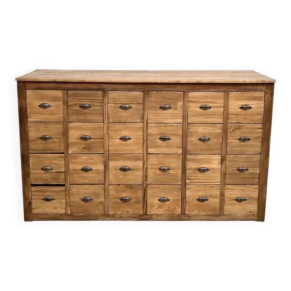 Meuble de métier à 24 tiroirs en pin massif, années 50