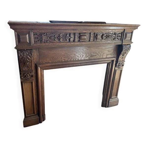 Cheminée ancienne en bois sculpté + trumeau – style Napoléon III