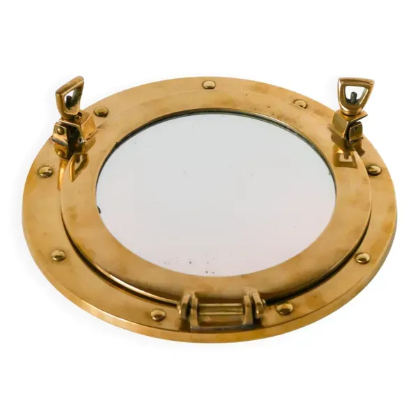 Miroir hublot en laiton doré, 1950