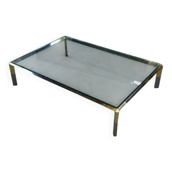 Table basse en verre et métal chromé par Philippe Parent France 1970’s