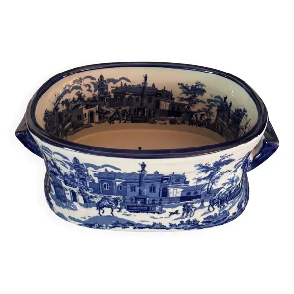 Jardinière en faïence anglaise bleue et blanche, XXe siècle