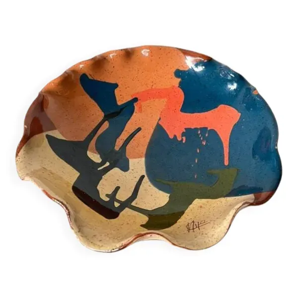 Coupe / vide proche / corbeille à fruits en céramique émaillée abstraite