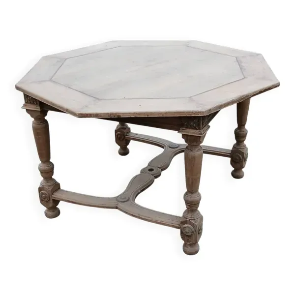 Table Octogonale Vintage en Bois Brut - Esprit Maison de Famille