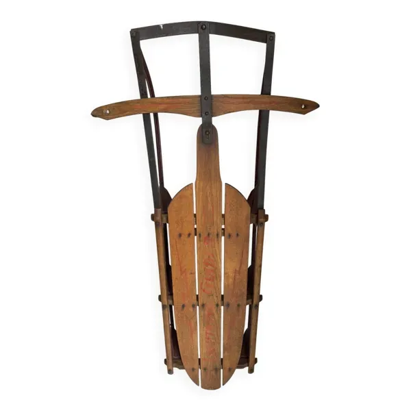 Ancienne luge américaine en bois vintage