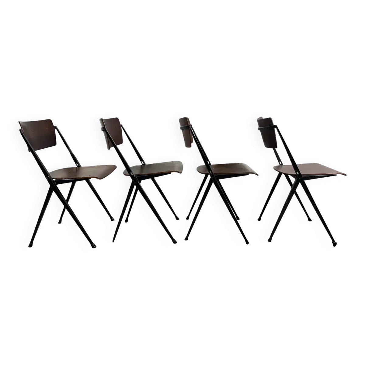Pyramide Chairs By Wim Rietveld, Set Of 4